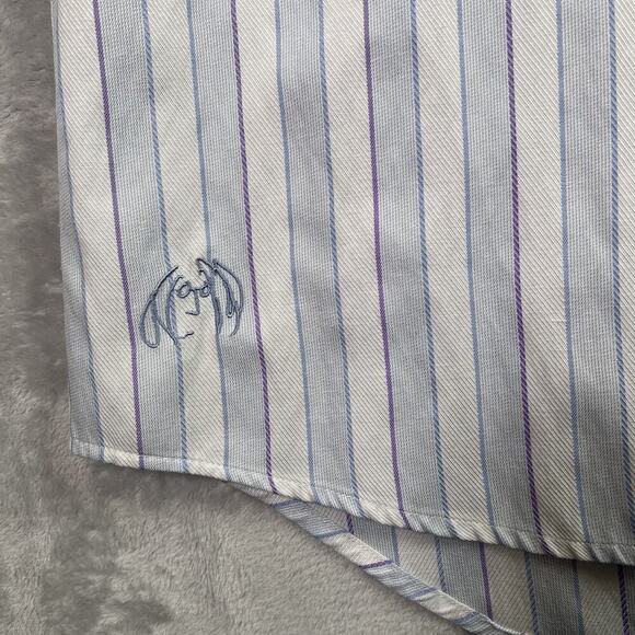 Design Inspired by the Art of John Lennon Shirt Men's XL White/Blue Striped - Picture 7 of 16